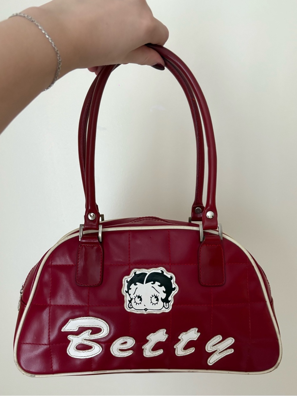Vintage Betty Boop Embroidered Red Bowling Bag